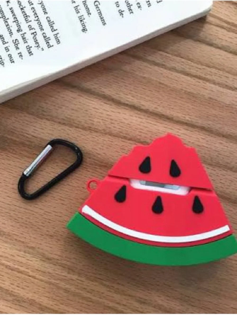 Watermelon Silicone AirPods Case Cover with Carabiner - Red/Green